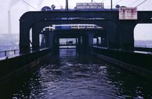 Approach aqueduct to Anderton Boat Lift, Trent & Mersey Canal, Apr 1963