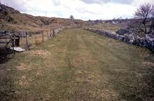 Peak Forest Tramway. Route North of the quarries, with stone sleepers. 05 April 1986