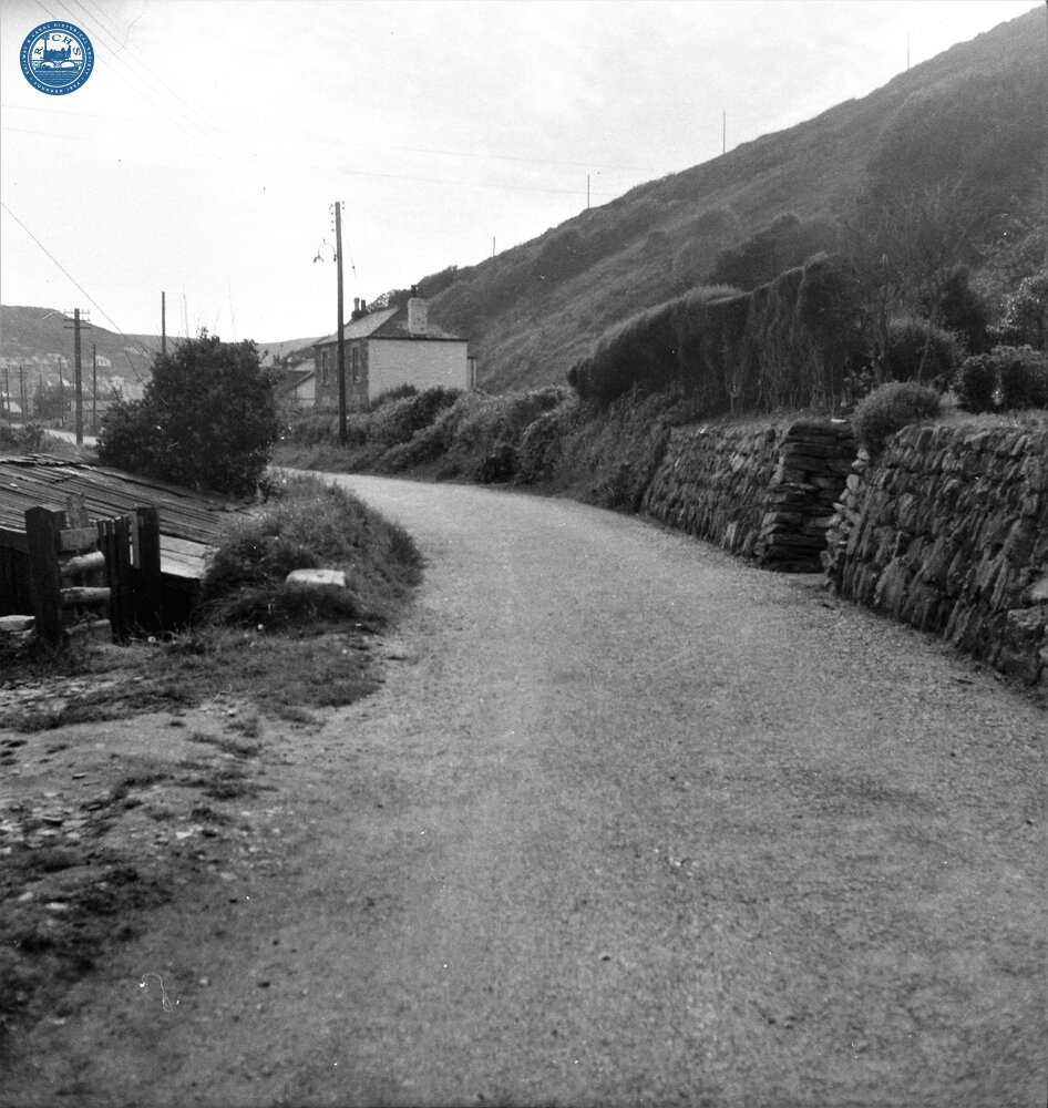 Portreath Tramroad. Portreath. Curve below the old quarries.  May 1954 (5)