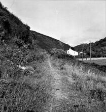 Portreath Tramroad. Portreath School. View looking east.  May 1954 (6)