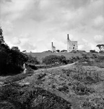 Portreath Tramroad. Engine houses at Unity Wood Mine, also known as Wheal Bush. This photo is taken about half a mile north of the terminal point of the railway. May 1954 (29)