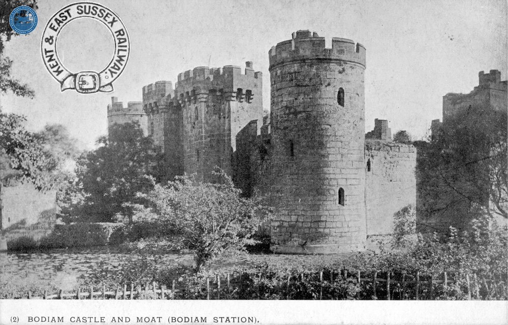 Publicity Postcard issued by the Kent & East Sussex Railway. No. 2. Bodiam Castle and Moat (Ref: 031454)