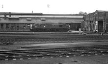 Norwich Thorpe Engine Shed (LTN2 @ 124m 09ch). Class 37 37084 outside the shed. 13 June 1979