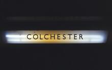 Colchester (LTN1 @ 51m 52ch). Illuminated platform sign / lamp. 11 April 1987